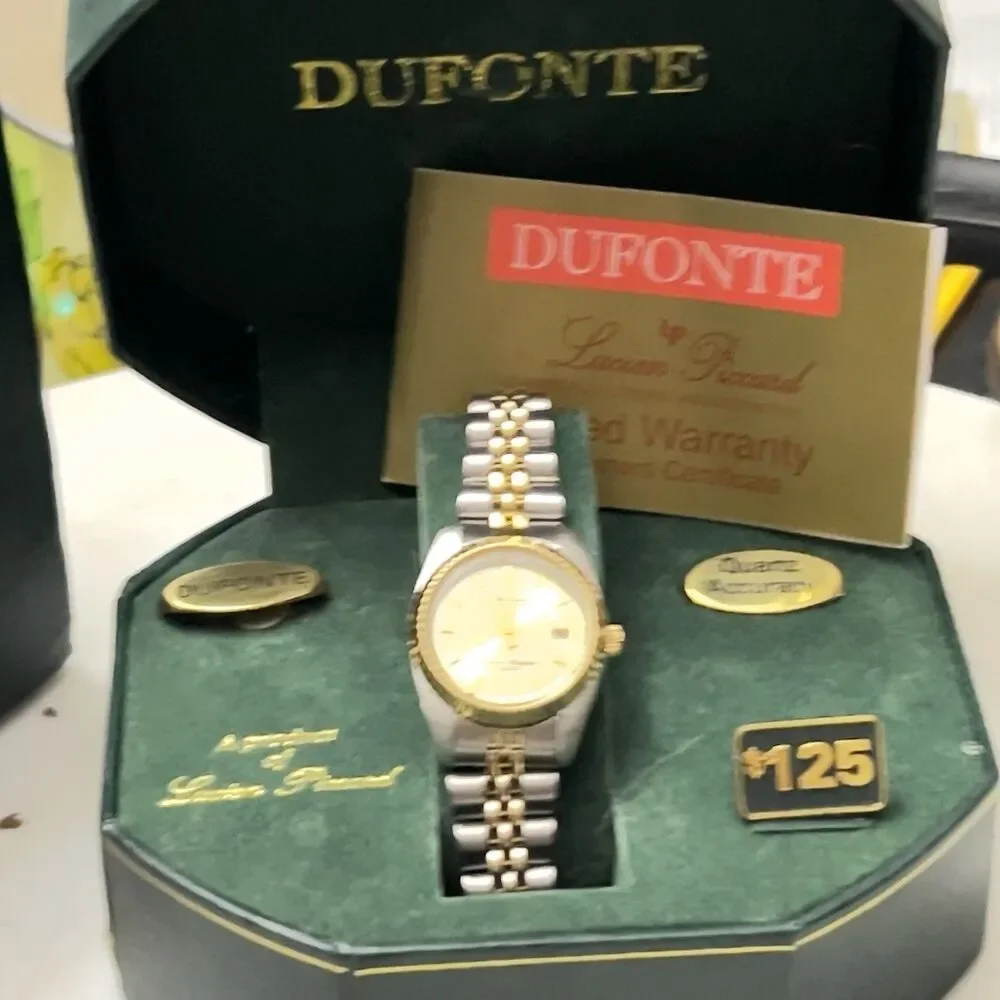 Vintage Dufonte Lucien Piccard Womens Quartz Watch Gold/Silver Tone NIB w/ COA